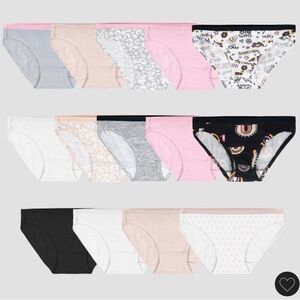 Fruit of the Loom Girls’ cotton bikini underwear, size 14, low rise 8 count